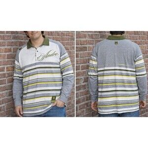 Vintage Akademiks AKDMKS Polo Shirt Mens 2XL/XXL Tall Rugby Striped 90s Y2K